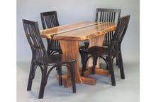 Load image into Gallery viewer, black_epoxy_walnut_river_table_set_cheryls_base