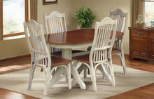 Load image into Gallery viewer, cherry wood oblong table with leaves and four chairs