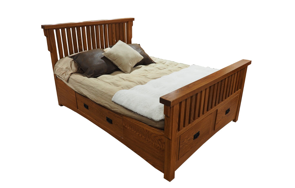 Sierra Mission Storage Bed Made in USA Solid Wood Bed with Drawers IP Furniture Designs