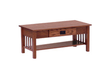 Load image into Gallery viewer, mission_arts_and_crafts_coffee_table_with_drawer_bottom_shelf_oak