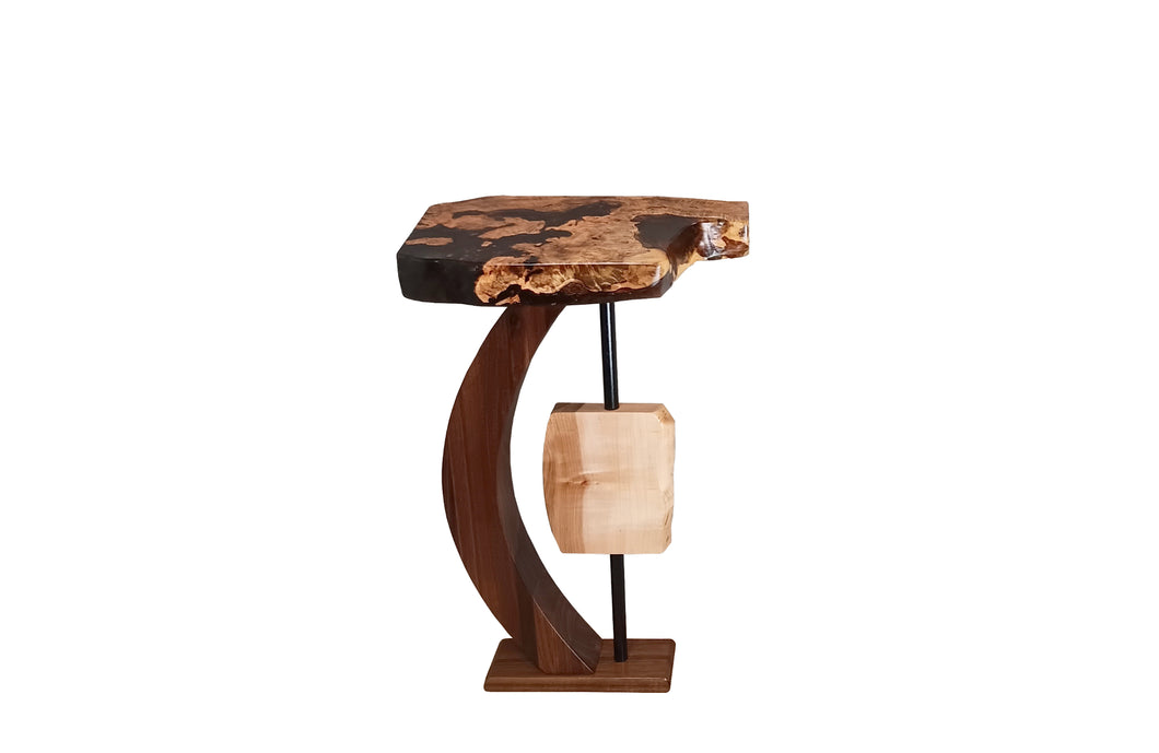 Buy Now | Solomon's Jr Accent Table With Black Epoxy | Bark Details