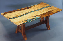 Load image into Gallery viewer, Portfolio Piece | Turquoise Rock &amp; Epoxy River Table | Live Edge Single Slab