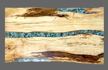 Load image into Gallery viewer, spaulted maple wood with turquoise blue and green rocks set in resin